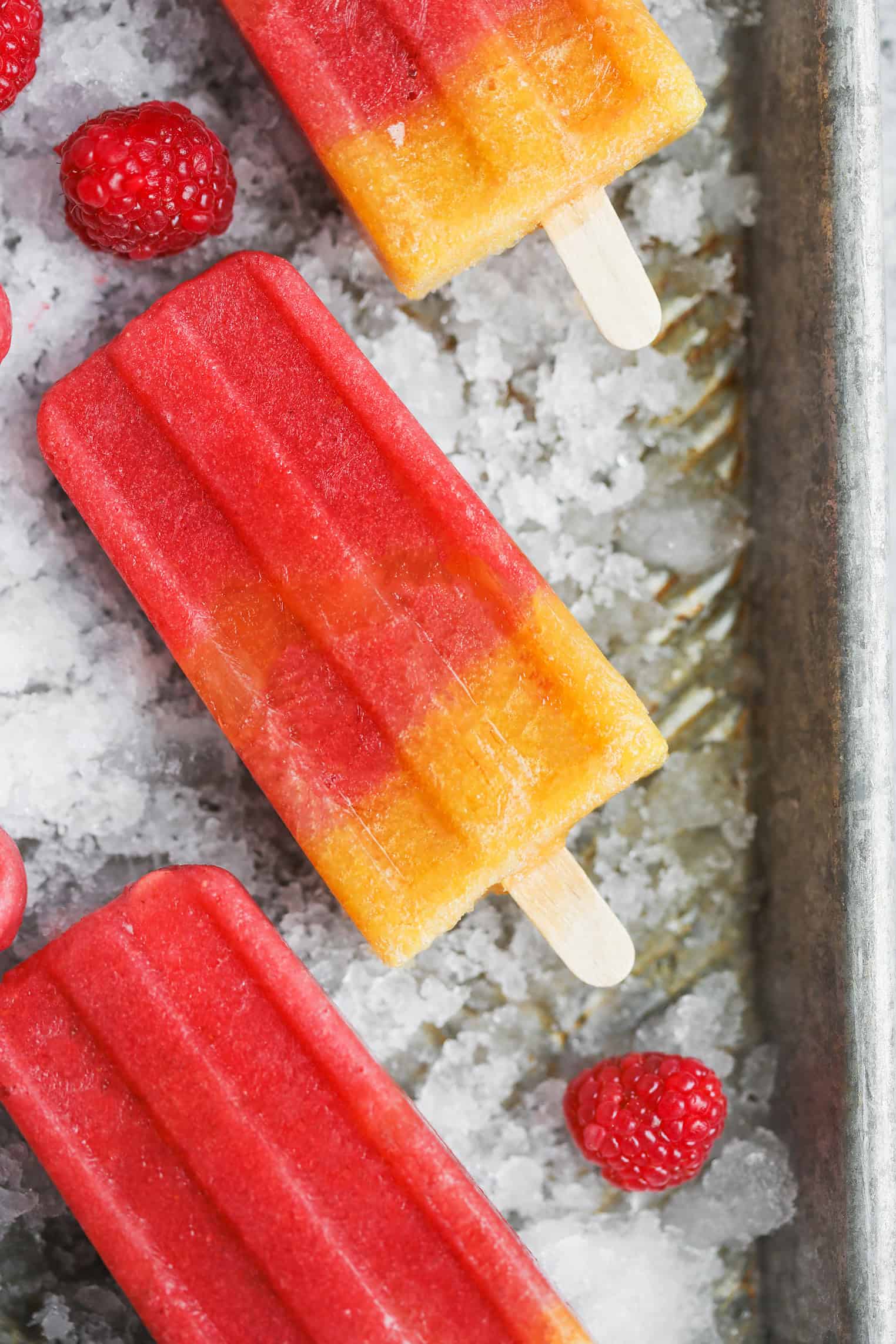 Sunset Orange Raspberry Popsicles 1 Raspberry Popsicles