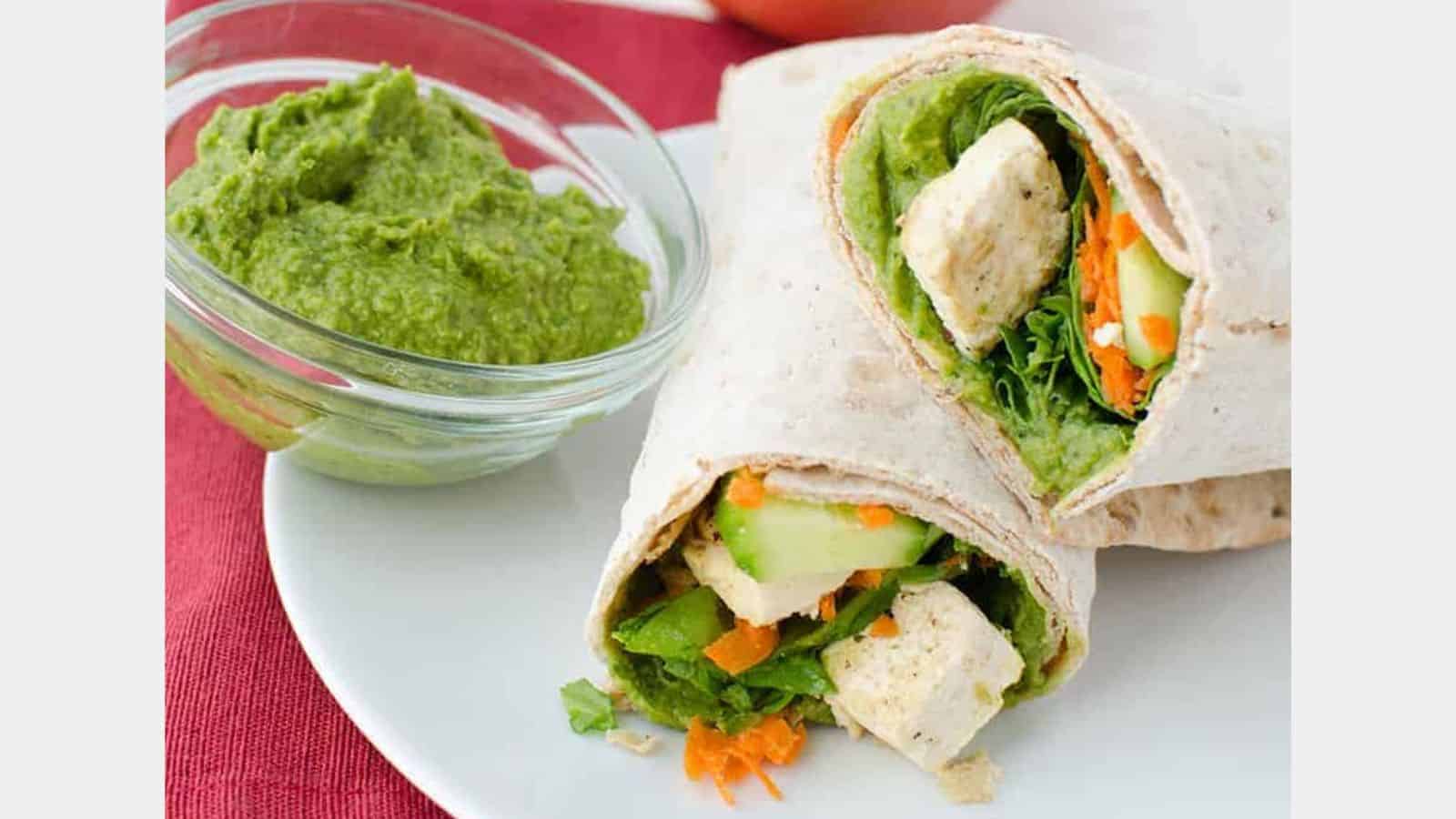 Best Vegan Sandwich Ideas to Pack for Lunch 12 Wrap With Tofu And Spinach Hummus